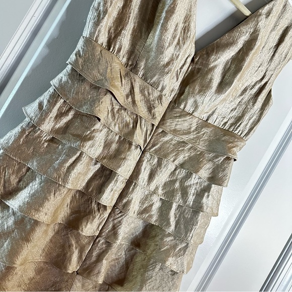 London Times Gold Metallic Tiered Ruffle Cocktail Dress Women’s Size 10 - Picture 11 of 11